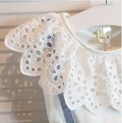 New Fashion Girls cowboy Short sleeve Bow cotton dress baby Girls Summer clothes kids girls Ball Cute dress 2 3 4 5 6 7 Years