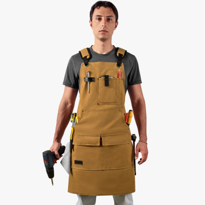 Rotanet Men's Waterproof Canvas Multi-Function Woodworking Apron with Tool Pockets