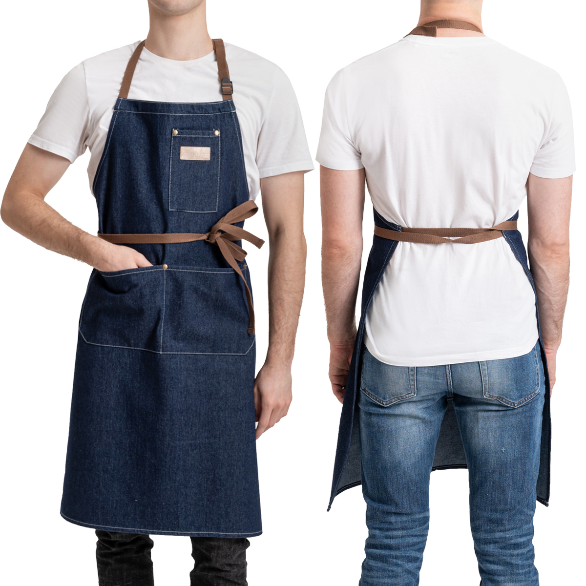 Rotanet Men's and Women's Durable Denim Woodworking Kitchen Work Apron with 3 Pockets