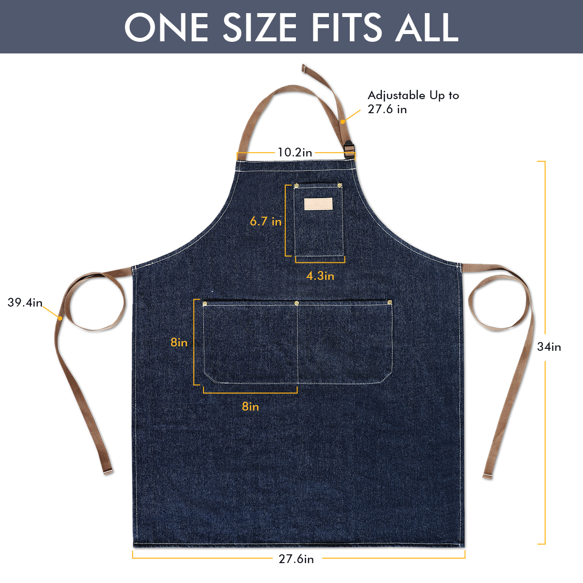 Rotanet Men's and Women's Durable Denim Woodworking Kitchen Work Apron with 3 Pockets