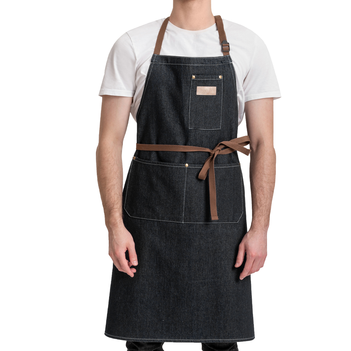Rotanet Men's and Women's Durable Denim Woodworking Kitchen Work Apron with 3 Pockets