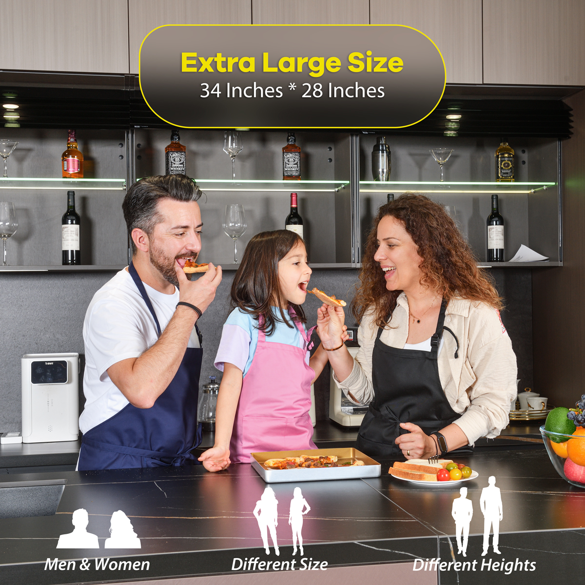 Rotanet Men's and Women's Extra Large Adjustable Water & Oil Resistant Cooking Kitchen Chef Bib Apron with 2 Pockets