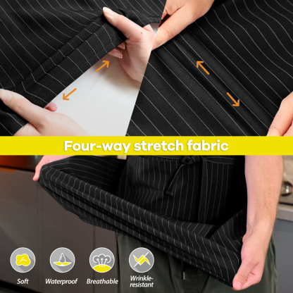 Rotanet Men's and Women's Big and Tall Large Kitchen Cooking Waterproof Stretchy Striped Apron with Utility Pockets