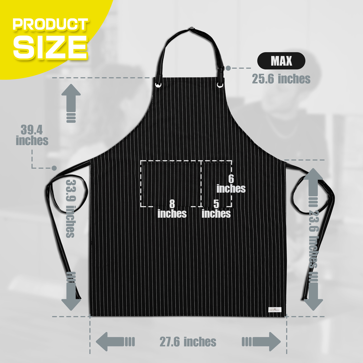 Rotanet Men's and Women's Big and Tall Large Kitchen Cooking Waterproof Stretchy Striped Apron with Utility Pockets