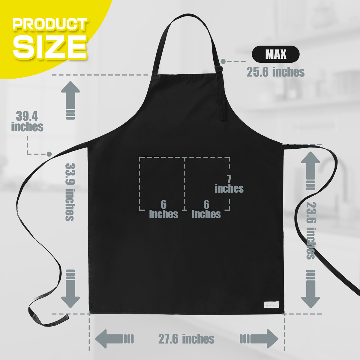 Rotanet Men's and Women's Extra Large Adjustable Water & Oil Resistant Cooking Kitchen Chef Bib Apron with 2 Pockets