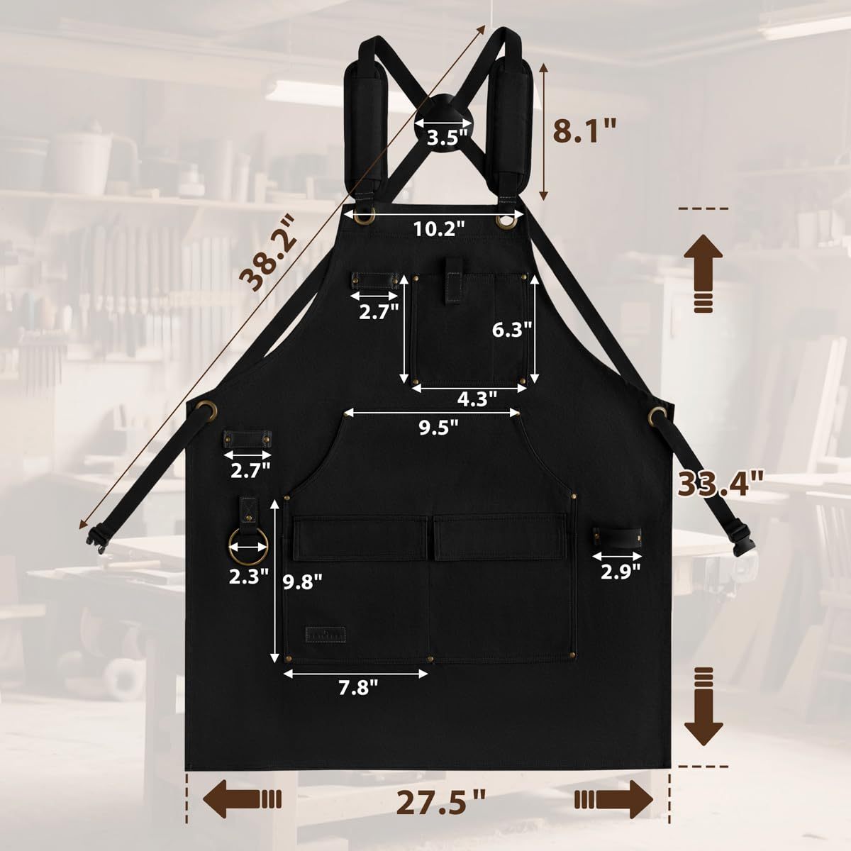 Rotanet Men's Waterproof Canvas Multi-Function Woodworking Apron with Tool Pockets