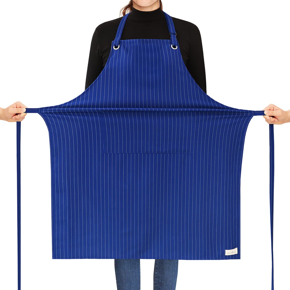 Rotanet Men's and Women's Big and Tall Large Kitchen Cooking Waterproof Stretchy Striped Apron with Utility Pockets