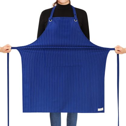 Rotanet Men's and Women's Big and Tall Large Kitchen Cooking Waterproof Stretchy Striped Apron with Utility Pockets