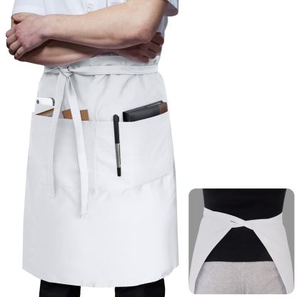Rotanet Men's and Women's Durable Waterproof and Oil-Proof Bistro Style Waiter Half Waist Apron with 3 Utility Pockets