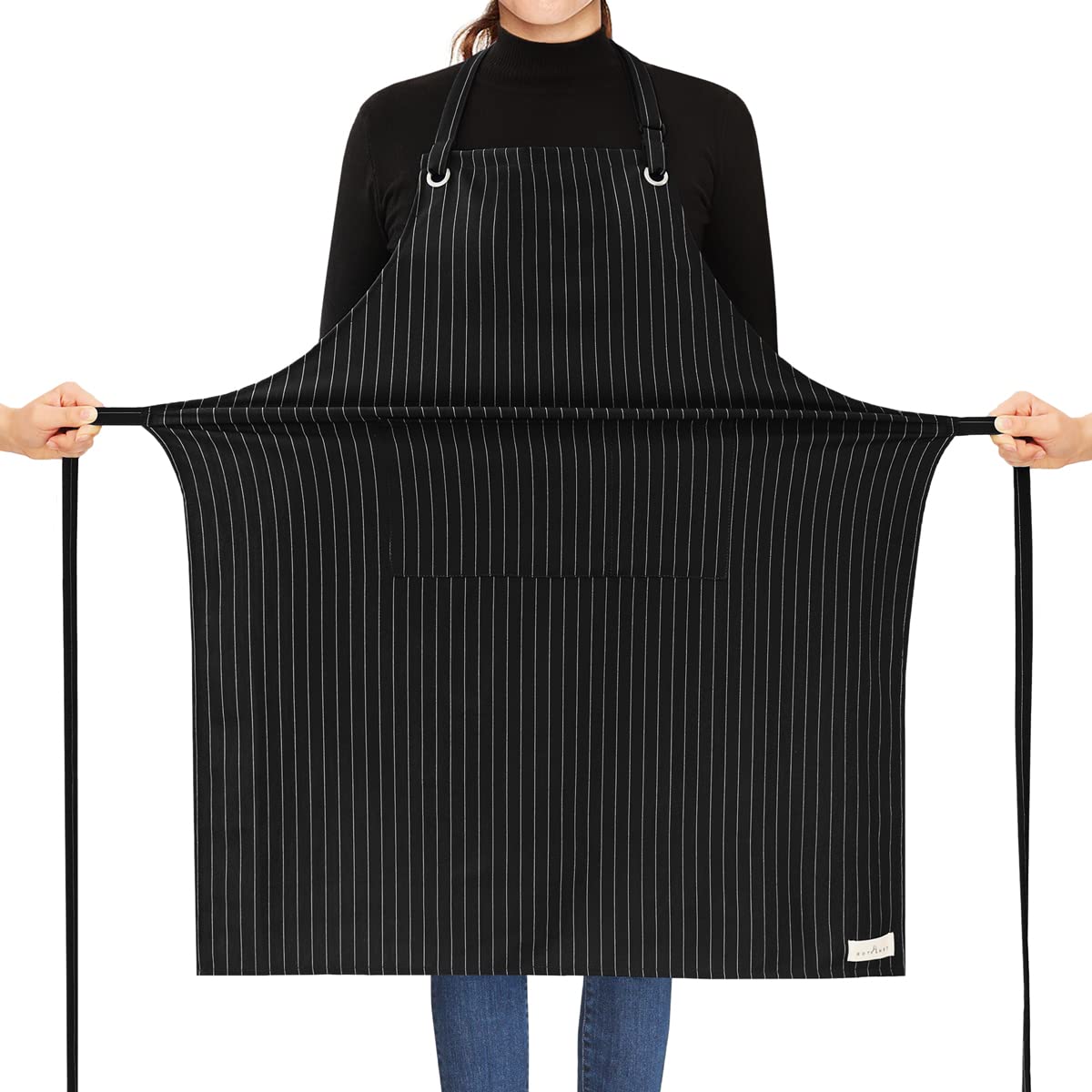 Rotanet Men's and Women's Big and Tall Large Kitchen Cooking Waterproof Stretchy Striped Apron with Utility Pockets