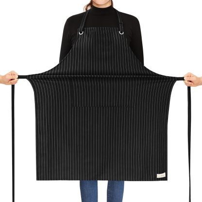 Rotanet Men's and Women's Big and Tall Large Kitchen Cooking Waterproof Stretchy Striped Apron with Utility Pockets
