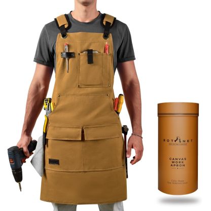 Rotanet Men's Waterproof Canvas Multi-Function Woodworking Apron with Tool Pockets