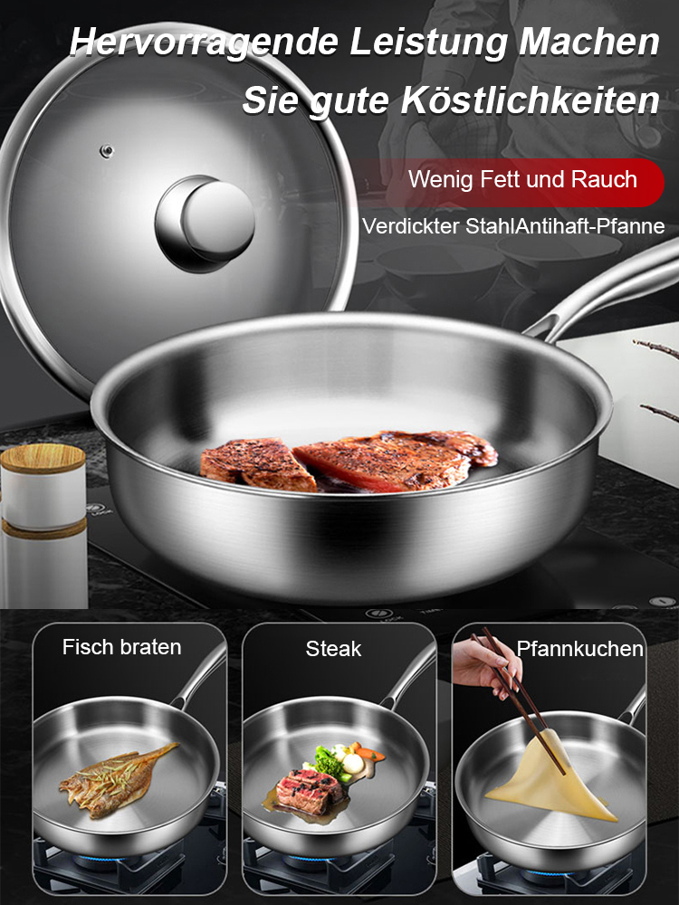 Multifunktionale Bratpfanne aus rostfreiem Stahl