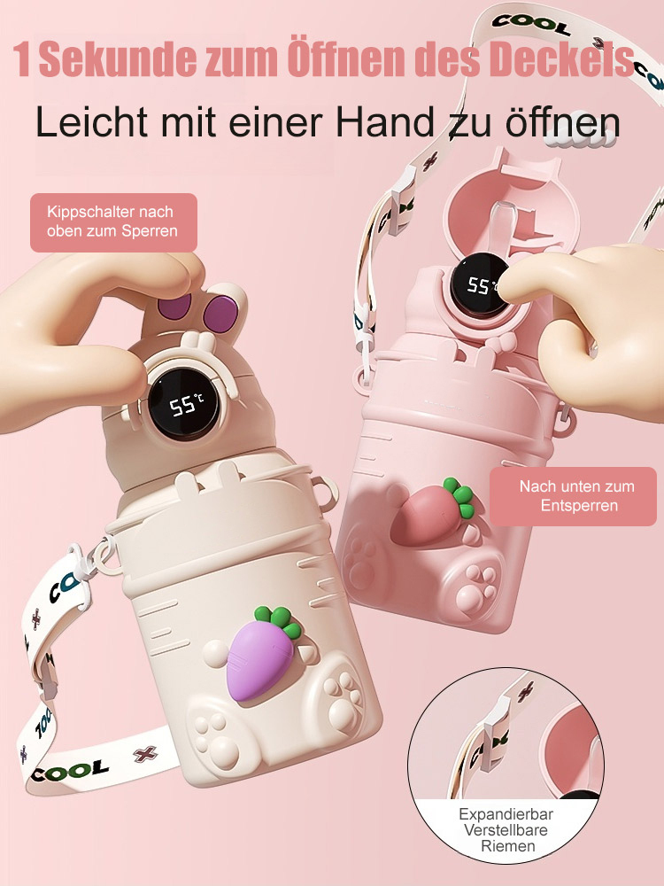 Intelligente Temperaturanzeige】Net rote Karotte Kaninchen Wassertasse