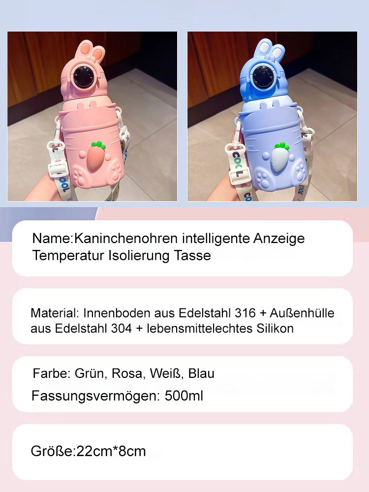 Intelligente Temperaturanzeige】Net rote Karotte Kaninchen Wassertasse