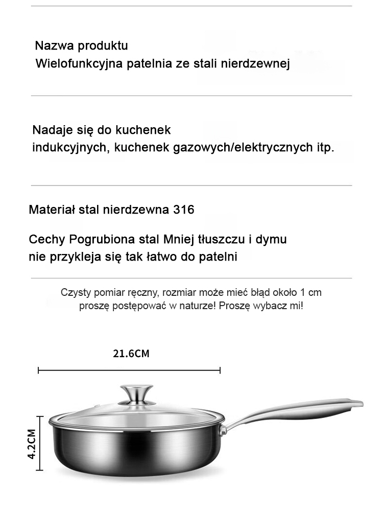 Multifunktionale Bratpfanne aus rostfreiem Stahl