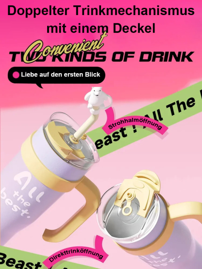 Großer Eisbarbecher mit Deckel und Strohhalm