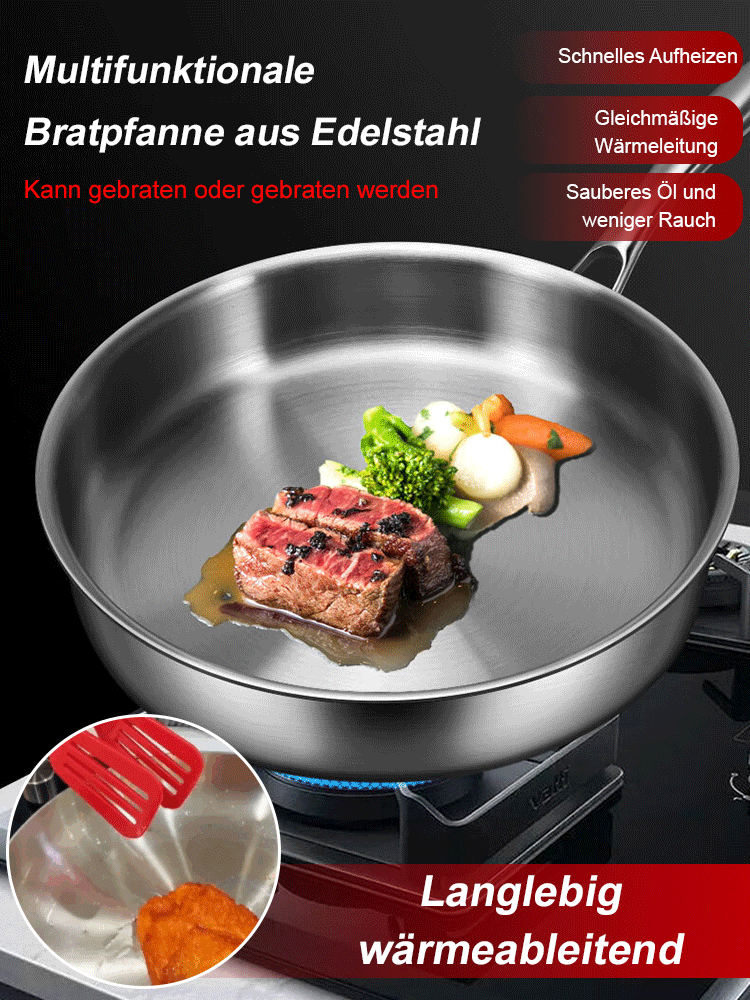 Multifunktionale Bratpfanne aus rostfreiem Stahl