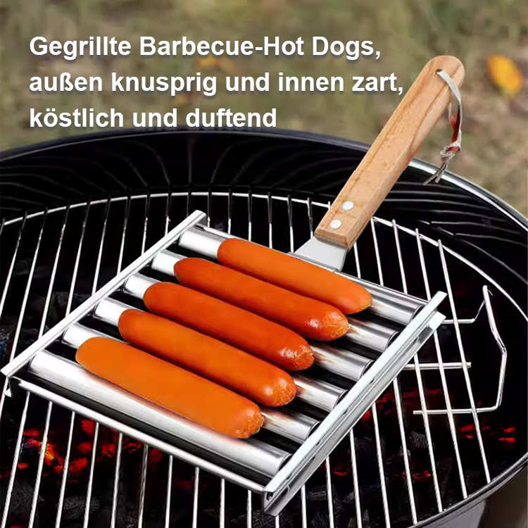 Edelstahlrollender Hot Dog Grill mit abnehmbarem Holzgriff