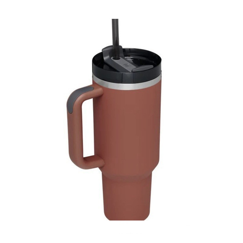 Große, auslaufsichere Vakuum-Edelstahl-Isolier-Strohhalm-Tasse.