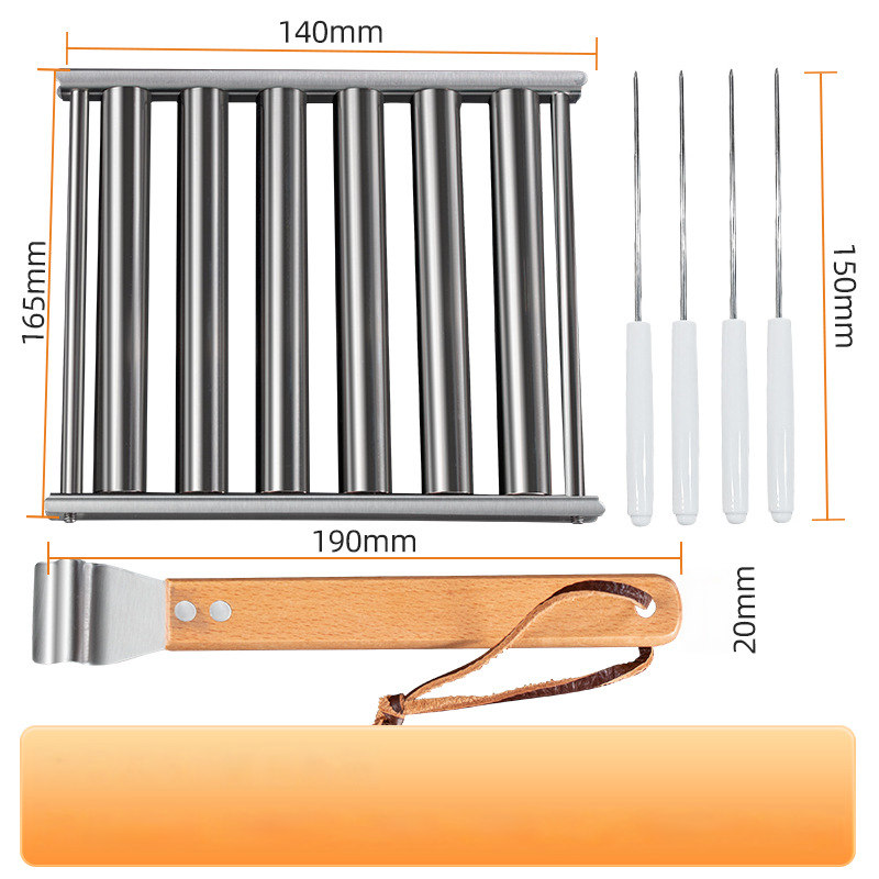 Edelstahlrollender Hot Dog Grill mit abnehmbarem Holzgriff