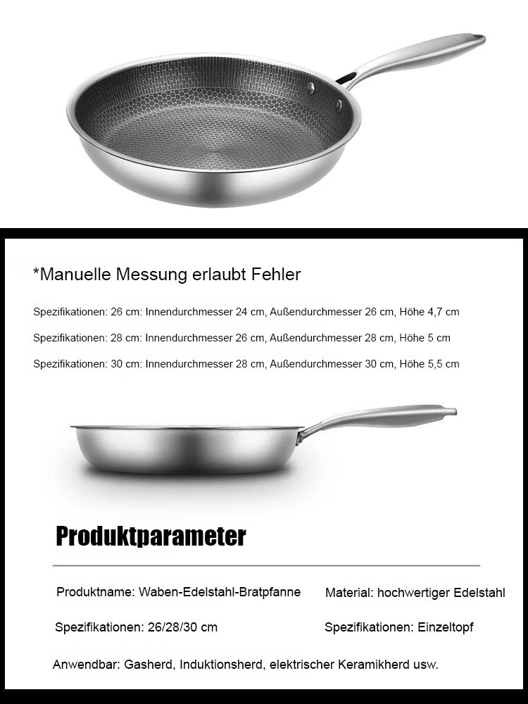 Multifunktionale Wabenpfanne aus Edelstahl