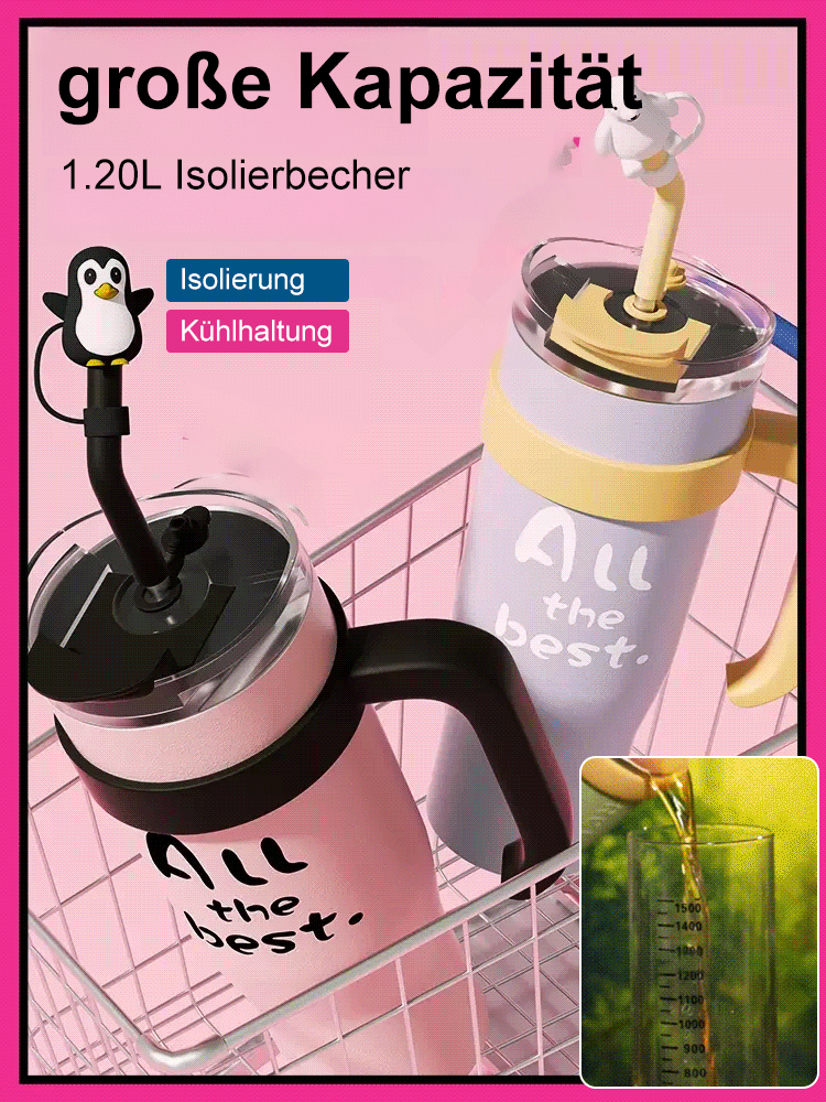 Großer Eisbarbecher mit Deckel und Strohhalm