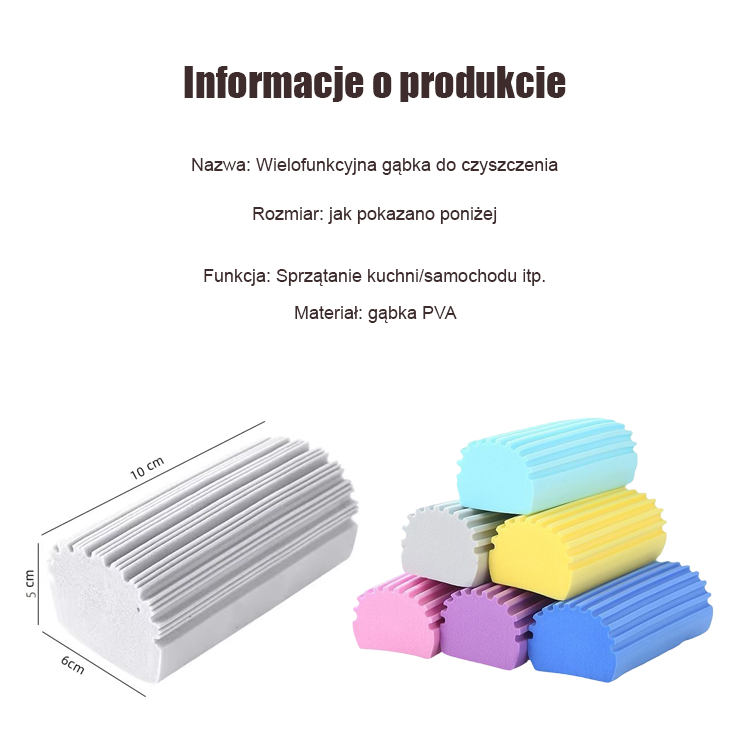 Wielofunkcyjna gąbka czyszcząca o dużej chłonności wody.