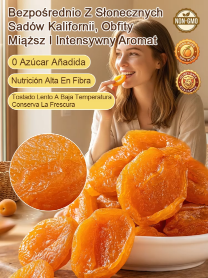 【17 kg owoców w 1 kg paczce】Kalifornijskie słońce zamknięte w torebce. 72h powolnego suszenia – soczyste i miękkie 🍑Druga torba kosztuje 20 zł!