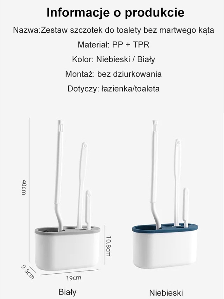 Zestaw szczotek do toalety bez martwego kąta