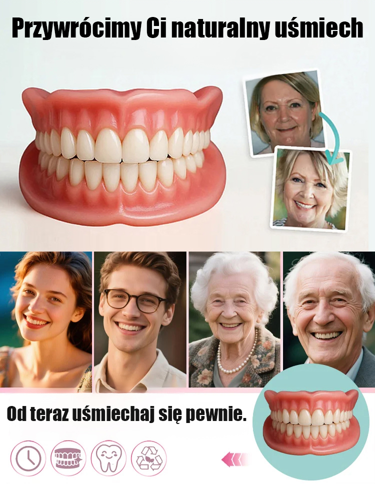【Koniec z Drogimi Implantami】Rewolucyjne Protezy Silikonowe | Certyfikat Międzynarodowy | Uśmiech w 1 Sekundę | 1+1 GRATIS dla Pierwszych 80 Osób | Zwrot 10x ✨