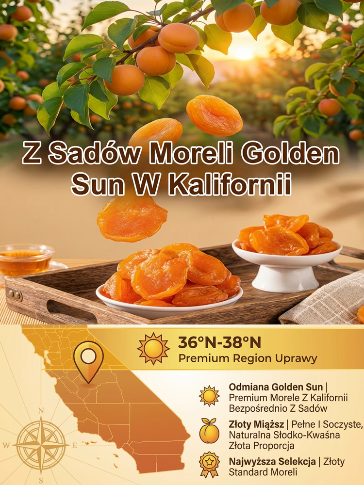 【17 kg owoców w 1 kg paczce】Kalifornijskie słońce zamknięte w torebce. 72h powolnego suszenia – soczyste i miękkie 🍑Druga torba kosztuje 20 zł!