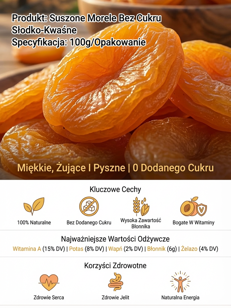 【17 kg owoców w 1 kg paczce】Kalifornijskie słońce zamknięte w torebce. 72h powolnego suszenia – soczyste i miękkie 🍑Druga torba kosztuje 20 zł!