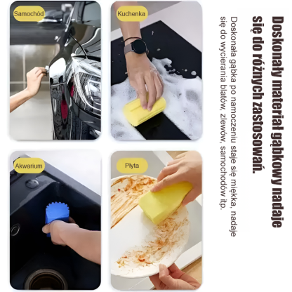 Wielofunkcyjna gąbka czyszcząca o dużej chłonności wody.