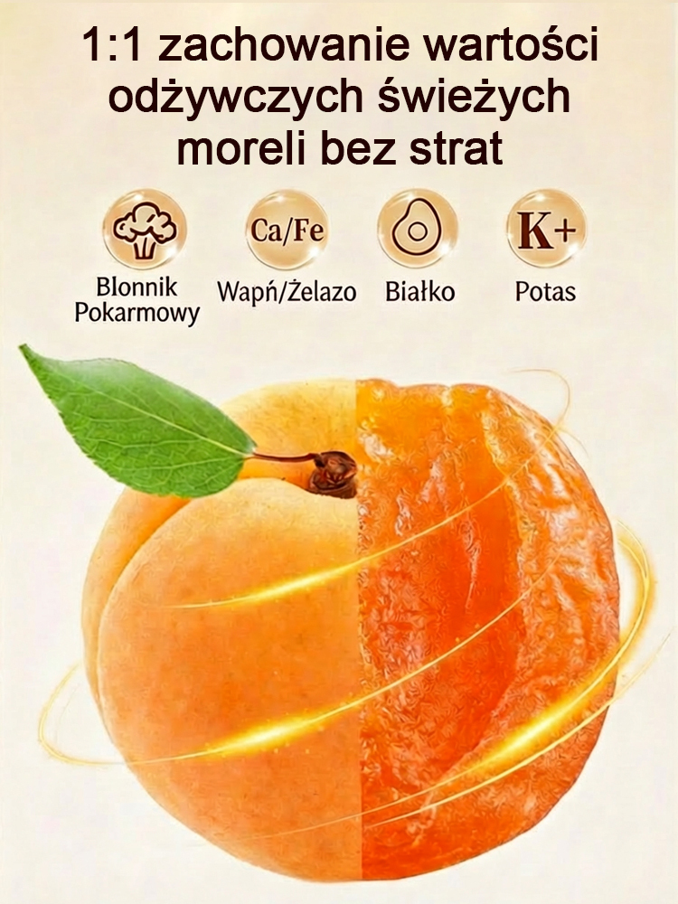 【17 kg owoców w 1 kg paczce】Kalifornijskie słońce zamknięte w torebce. 72h powolnego suszenia – soczyste i miękkie 🍑Druga torba kosztuje 20 zł!
