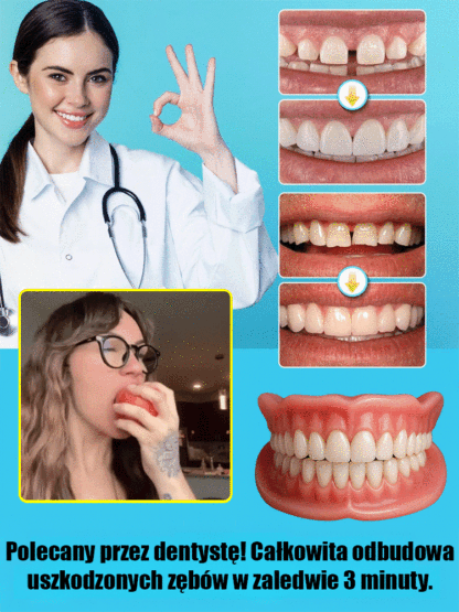 【Koniec z Drogimi Implantami】Rewolucyjne Protezy Silikonowe | Certyfikat Międzynarodowy | Uśmiech w 1 Sekundę | 1+1 GRATIS dla Pierwszych 80 Osób | Zwrot 10x ✨