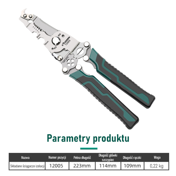 Składane wielofunkcyjne szczypce do zdejmowania izolacji.