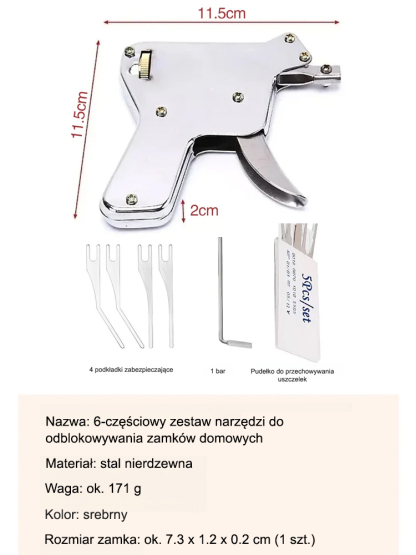 6-częściowe narzędzie do otwierania zamków domowych