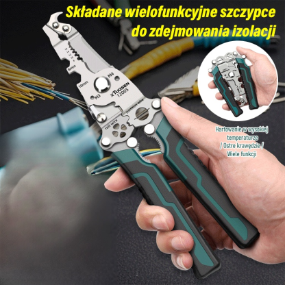 Składane wielofunkcyjne szczypce do zdejmowania izolacji.
