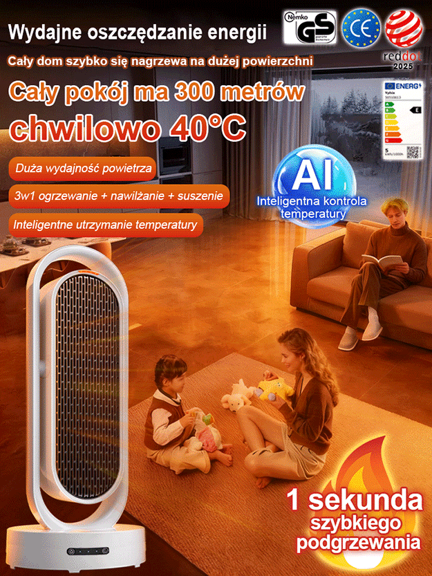 【Mistrz Oszczędzania Energii】Niemiecki grzejnik na cały dom, 3-sekundowe nagrzewanie ❤ Super cena
