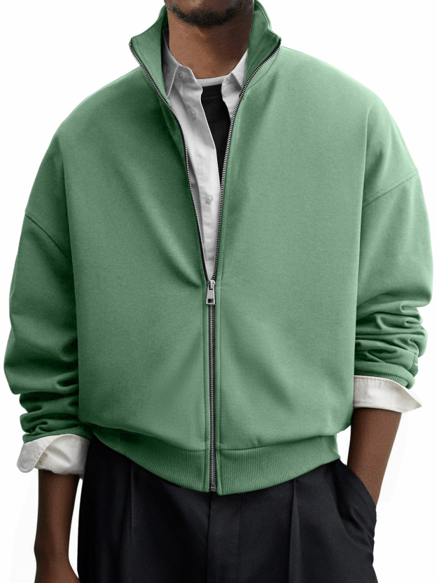 Men's Casual Everyday Stand Collar Zip-up Jacket