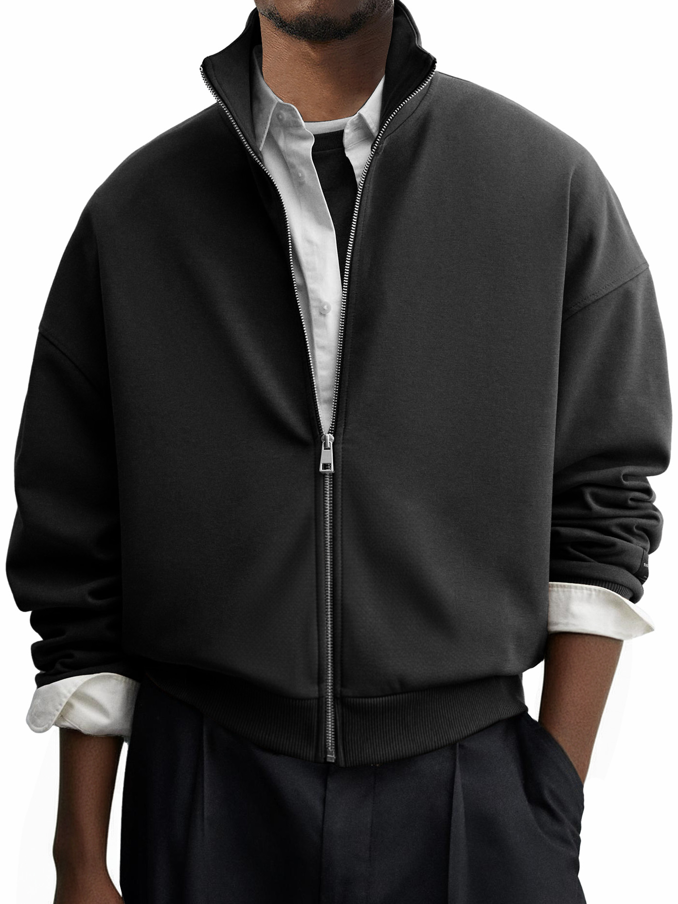 Men's Casual Everyday Stand Collar Zip-up Jacket