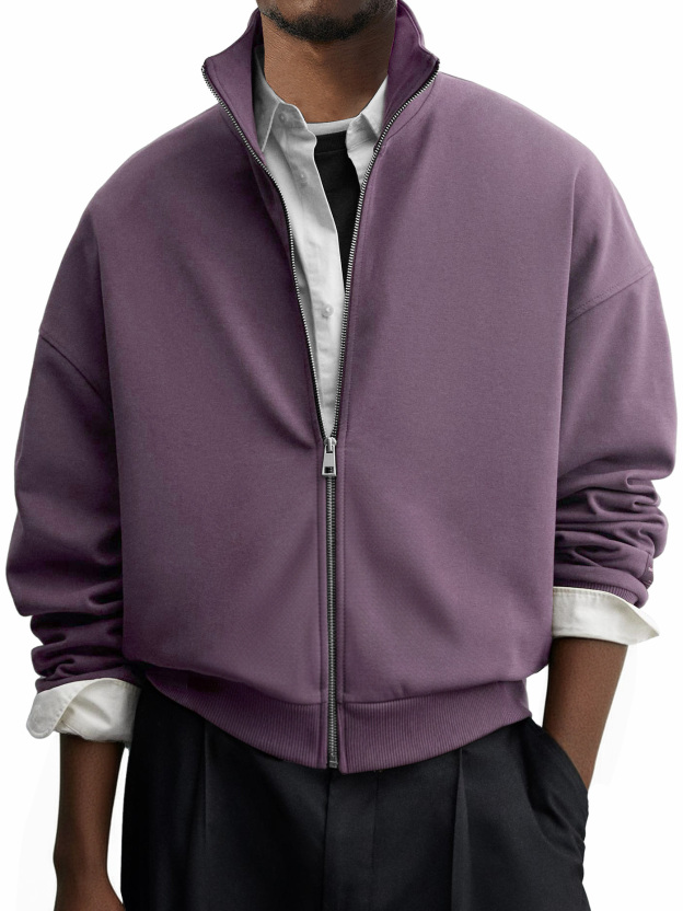 Men's Casual Everyday Stand Collar Zip-up Jacket