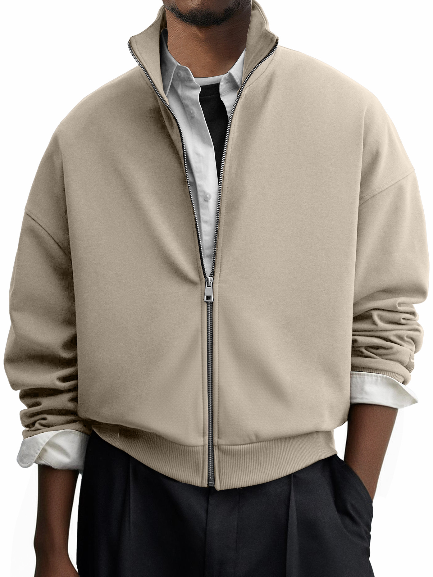 Men's Casual Everyday Stand Collar Zip-up Jacket