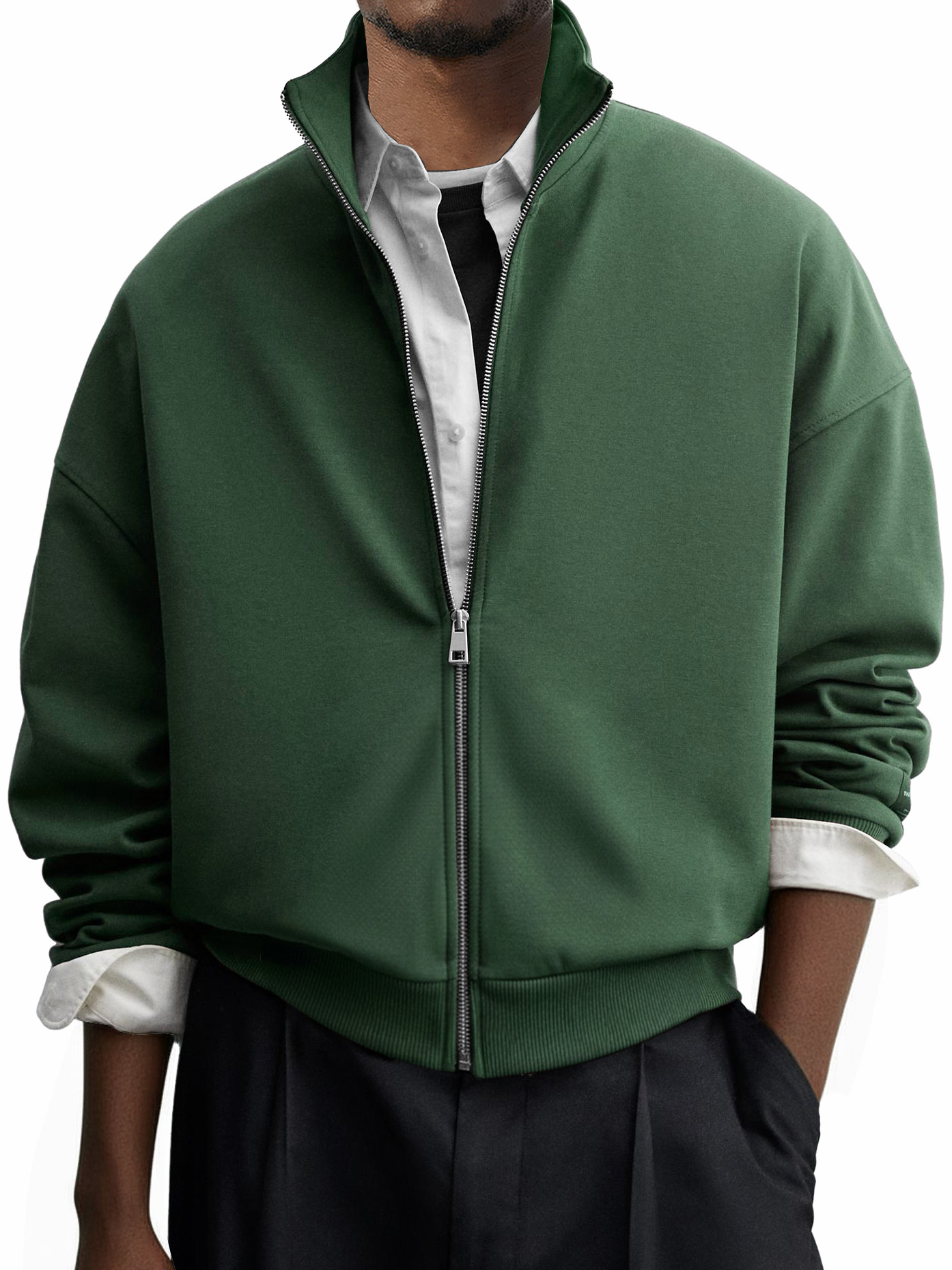 Men's Casual Everyday Stand Collar Zip-up Jacket