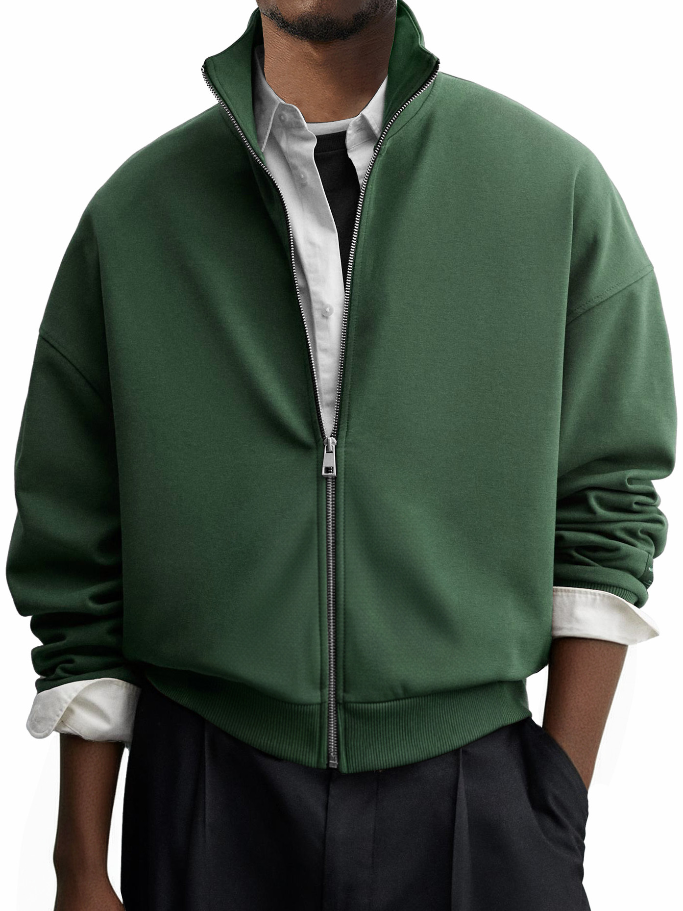 Men's Casual Everyday Stand Collar Zip-up Jacket