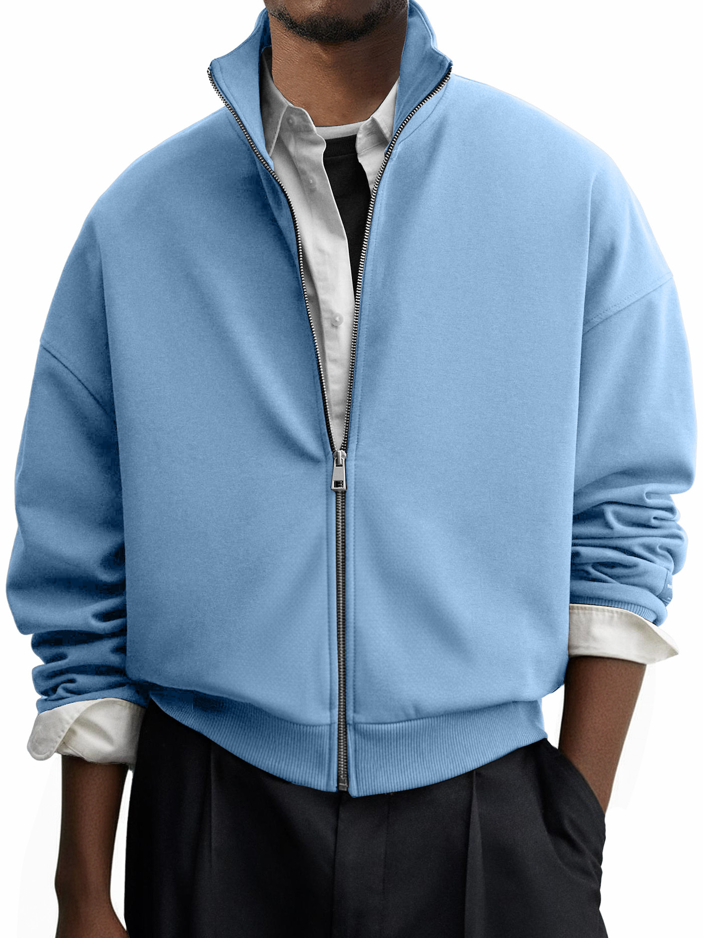 Men's Casual Everyday Stand Collar Zip-up Jacket