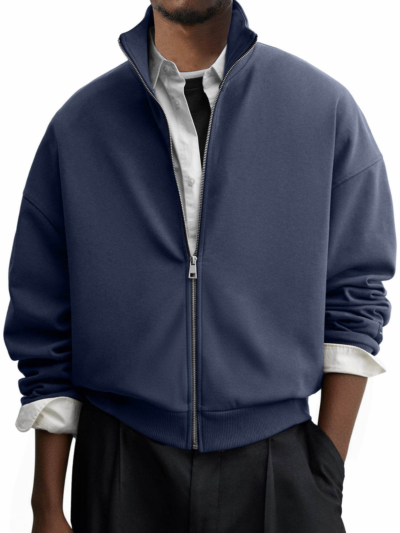 Men's Casual Everyday Stand Collar Zip-up Jacket