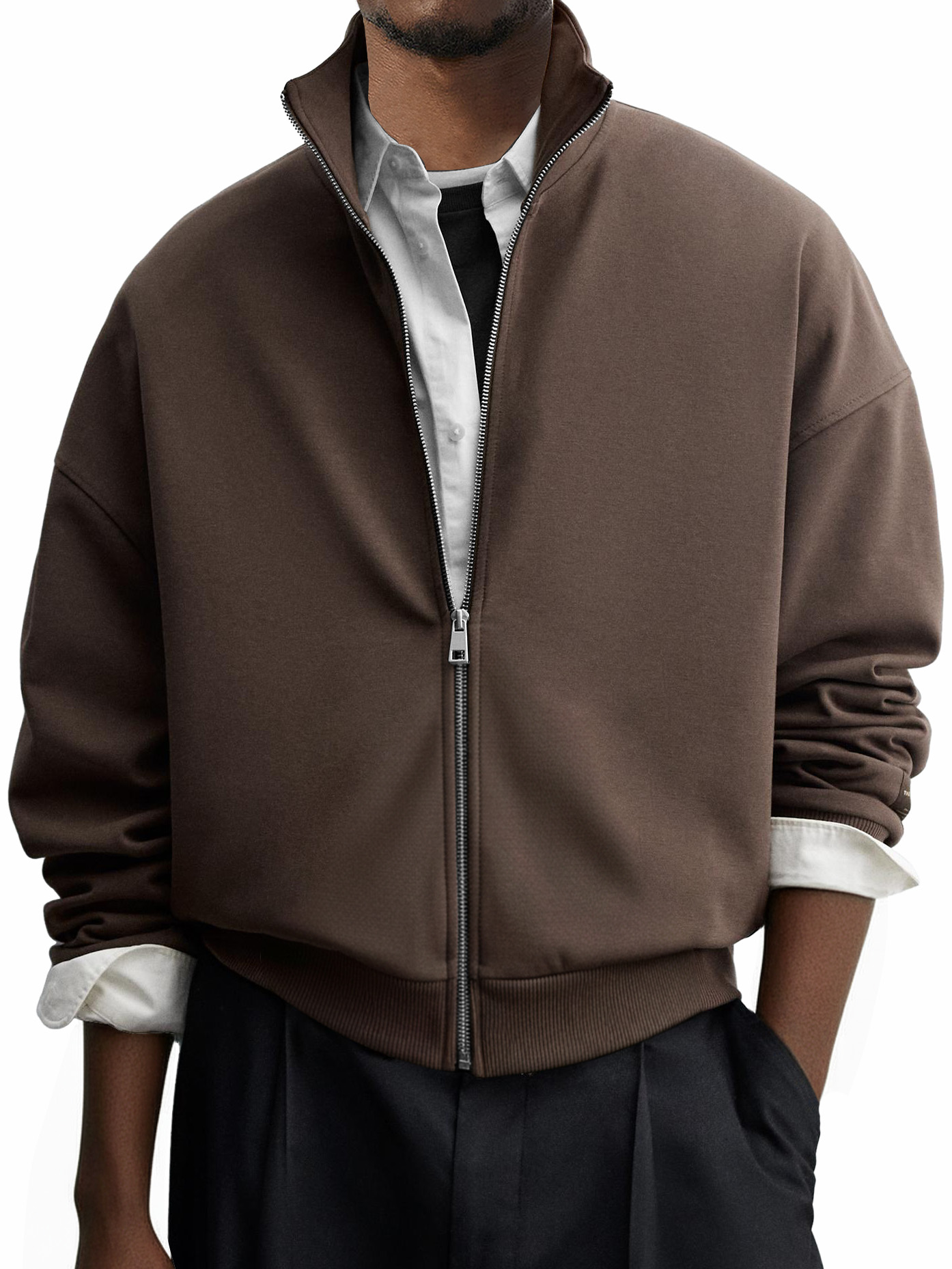 Men's Casual Everyday Stand Collar Zip-up Jacket