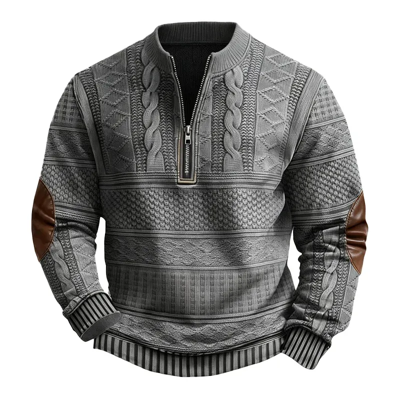 Men’s Western-Style Wool Half-Zip Pullover Sweater
